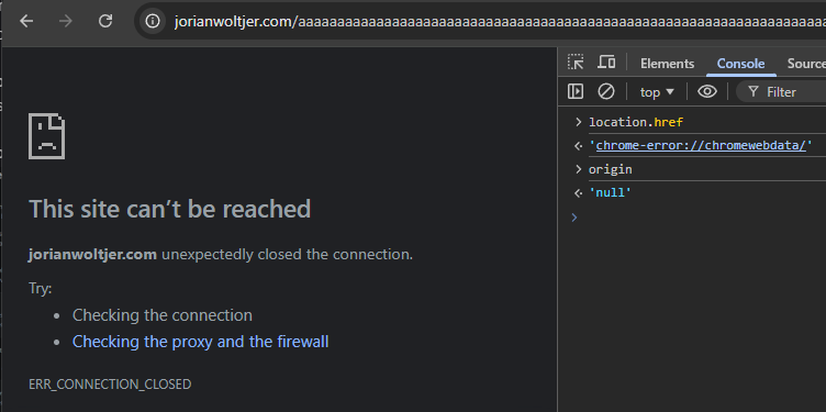 This site can't be reached builtin error page
