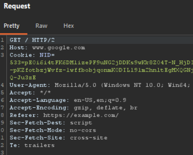 HTTP request for example.com script