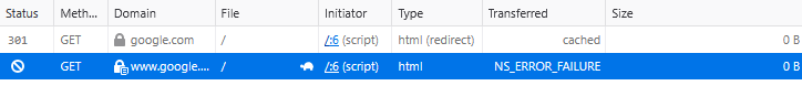 Network tab for example.com script requests